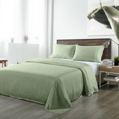 Royal Comfort Bamboo Blended Sheet & Pillowcases Set 1000TC Ultra Soft Bedding - Queen - Sage Green