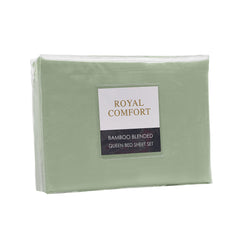 Royal Comfort Bamboo Blended Sheet & Pillowcases Set 1000TC Ultra Soft Bedding - Queen - Sage Green