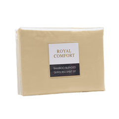 Royal Comfort Bamboo Blended Sheet & Pillowcases Set 1000TC Ultra Soft Bedding - Queen - Oatmeal