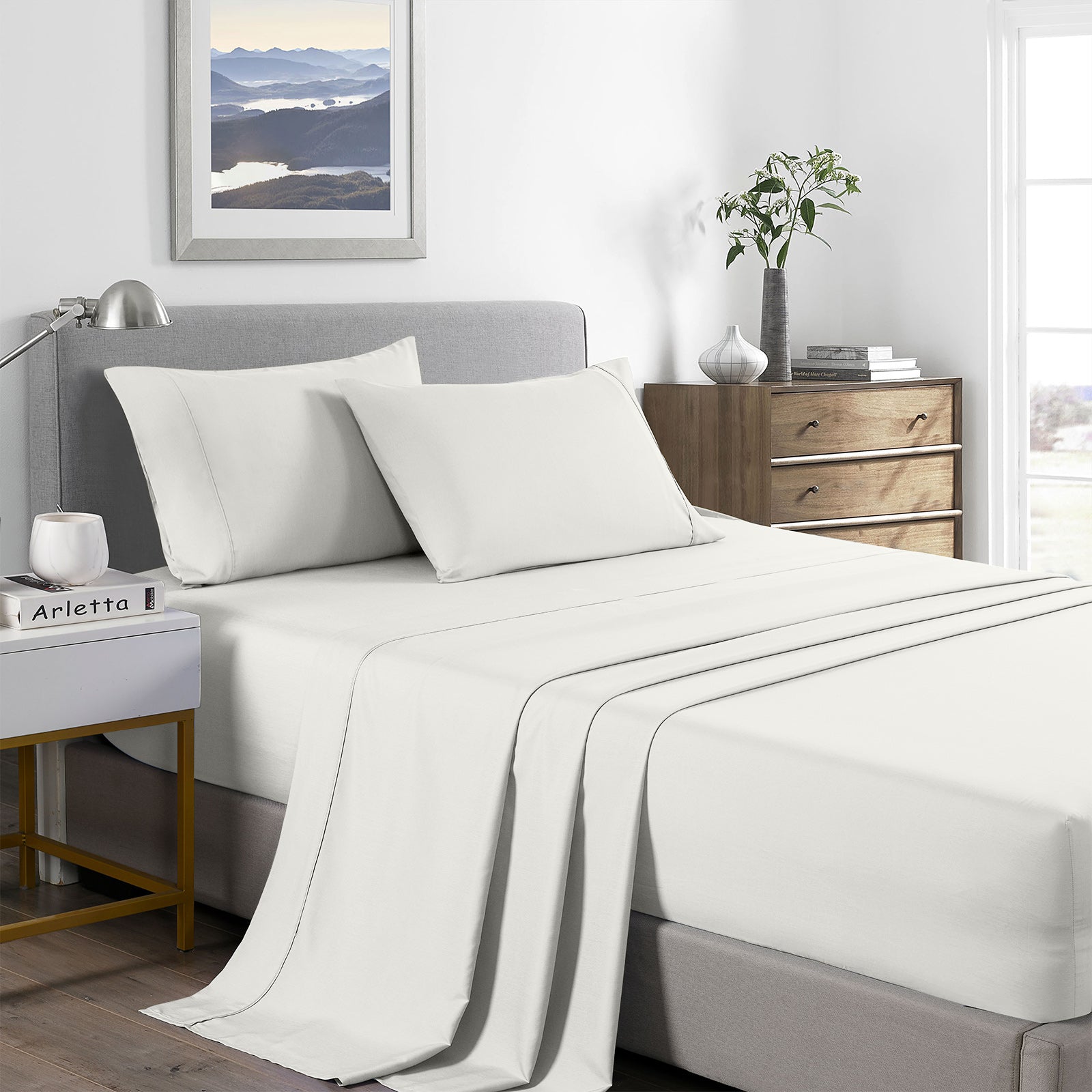 Royal Comfort 2000 Thread Count Bamboo Cooling Sheet Set Ultra Soft Bedding - Double - Natural