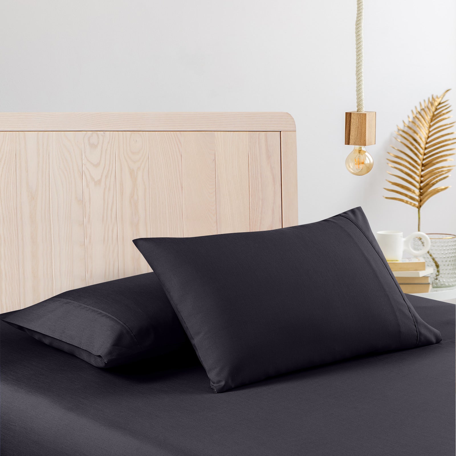 Casa Decor 2000 Thread Count Bamboo Cooling Sheet Set Ultra Soft Bedding - King Single - Charcoal