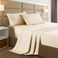 Casa Decor 2000 Thread Count Bamboo Cooling Sheet Set Ultra Soft Bedding - King Single - Oatmeal