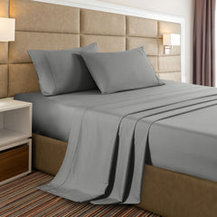 Casa Decor 2000 Thread Count Bamboo Cooling Sheet Set Ultra Soft Bedding - Queen - Mid Grey