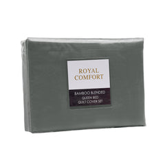 Royal Comfort Bamboo Blended Quilt Cover Set 1000TC Ultra Soft Luxury Bedding - Queen - Charcoal