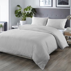 Royal Comfort Bamboo Blended Quilt Cover Set 1000TC Ultra Soft Luxury Bedding - Queen - Portland Grey