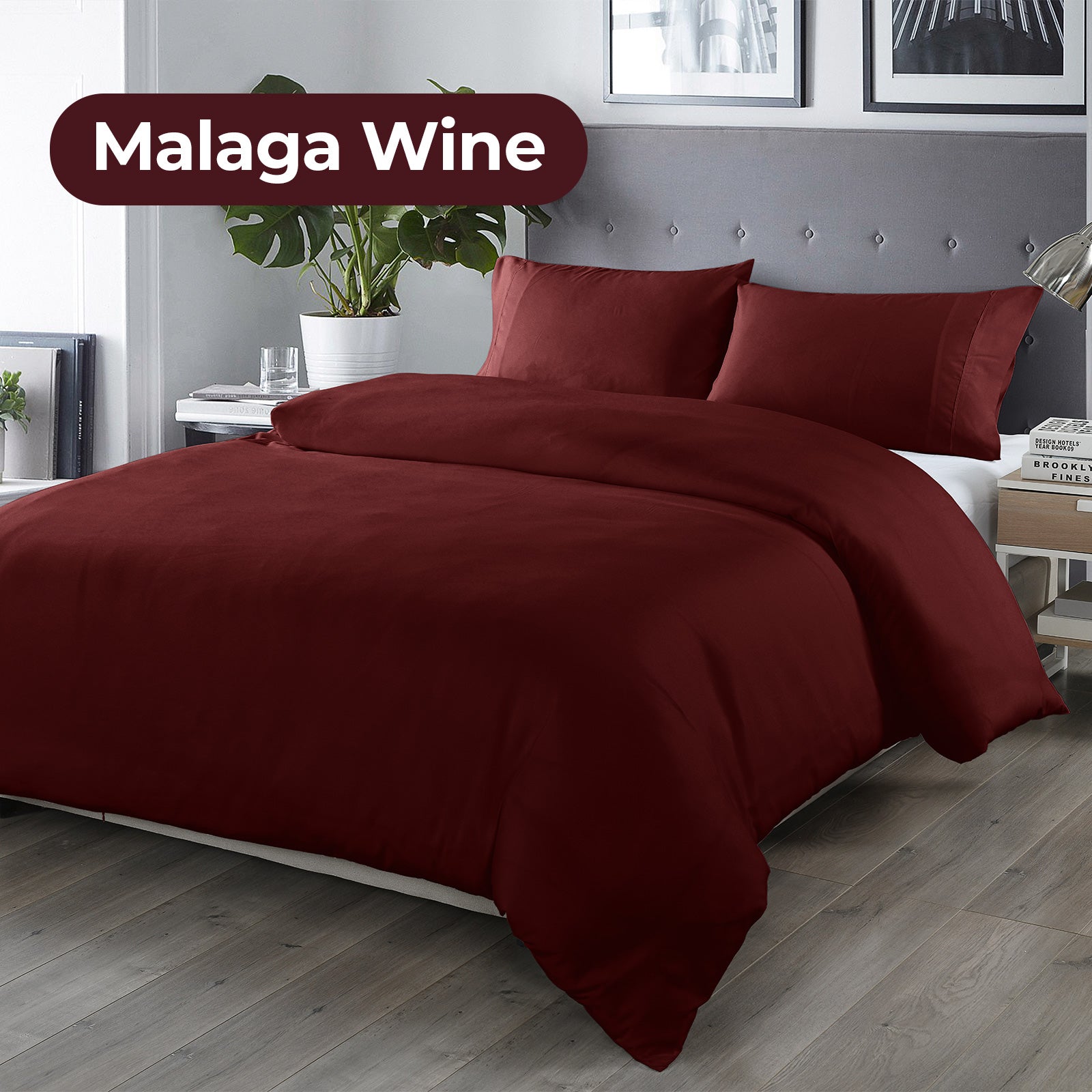 Royal Comfort Bamboo Blended Quilt Cover Set 1000TC Ultra Soft Luxury Bedding - Queen - Malaga Wine