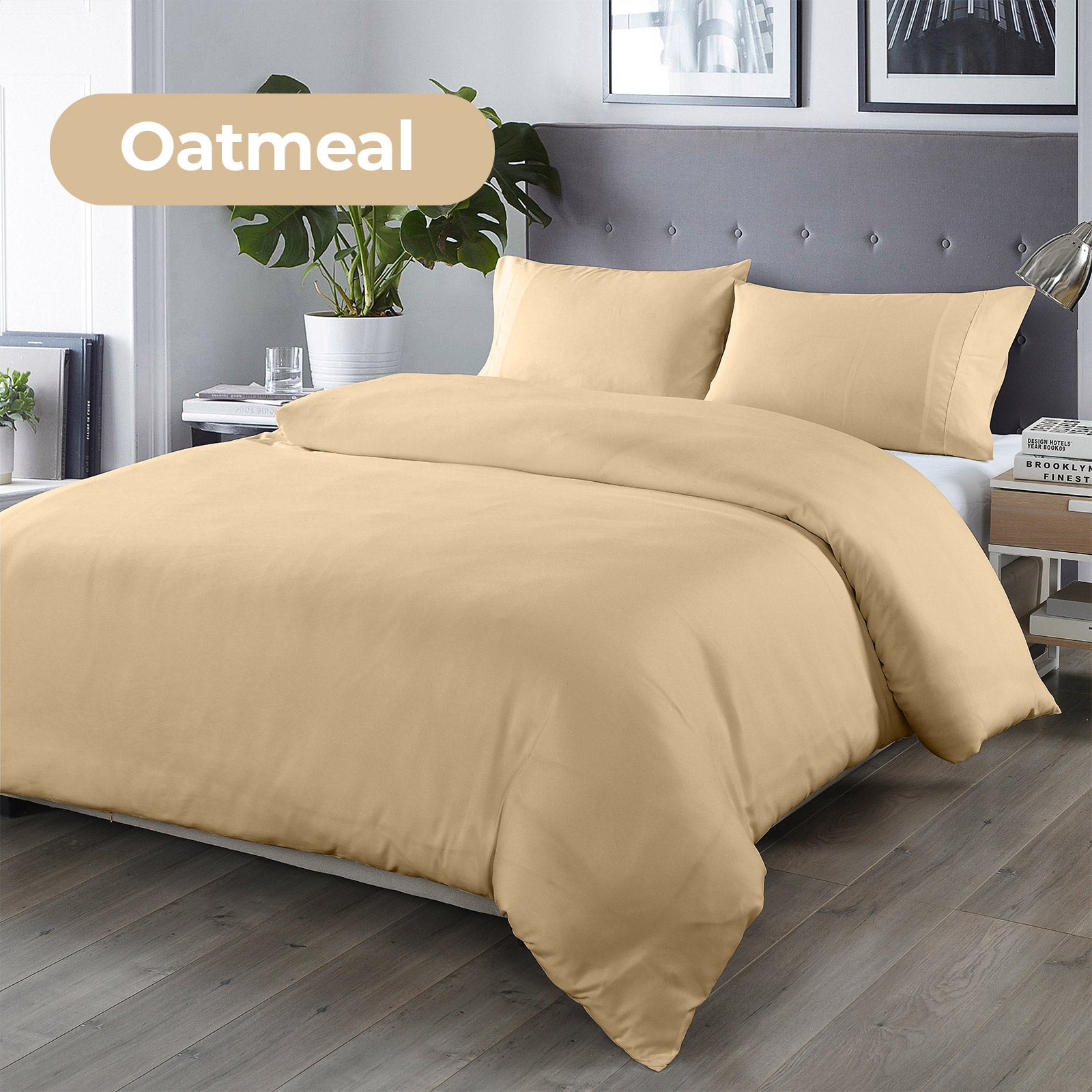 Royal Comfort Bamboo Blended Quilt Cover Set 1000TC Ultra Soft Luxury Bedding - King - Oatmeal