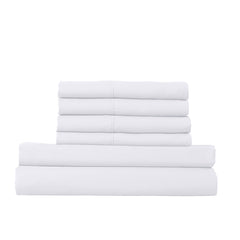 Royal Comfort 1500 Thread Count 6 Piece Cotton Rich Bedroom Collection Set - Queen - White