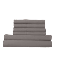 Royal Comfort 1500 Thread Count 6 Piece Cotton Rich Bedroom Collection Set - Queen - Dusk Grey