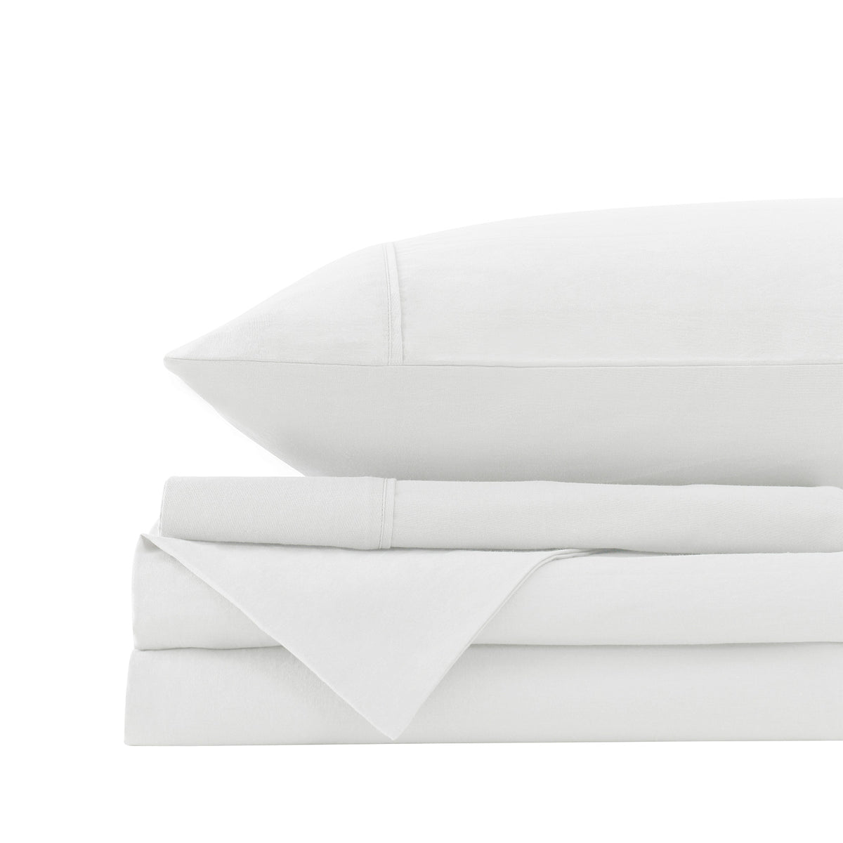 Royal Comfort Vintage Washed 100% Cotton Sheet Set Fitted Flat Sheet Pillowcases - Double - White