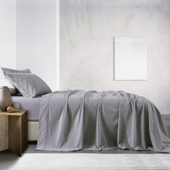 Royal Comfort Vintage Washed 100% Cotton Sheet Set Fitted Flat Sheet Pillowcases - Double - Grey