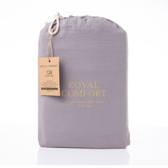 Royal Comfort Vintage Washed 100% Cotton Sheet Set Fitted Flat Sheet Pillowcases - Queen - Grey