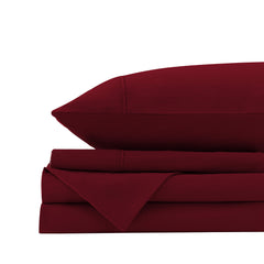 Royal Comfort Vintage Washed 100% Cotton Sheet Set Fitted Flat Sheet Pillowcases - King - Mulled Wine