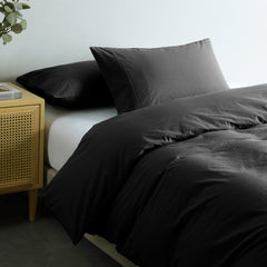 Royal Comfort Vintage Washed 100% Cotton Quilt Cover Set Bedding Ultra Soft - Single - Charcoal