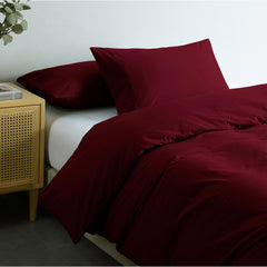 Royal Comfort Vintage Washed 100% Cotton Quilt Cover Set Bedding Ultra Soft - Single - Mulled Wine