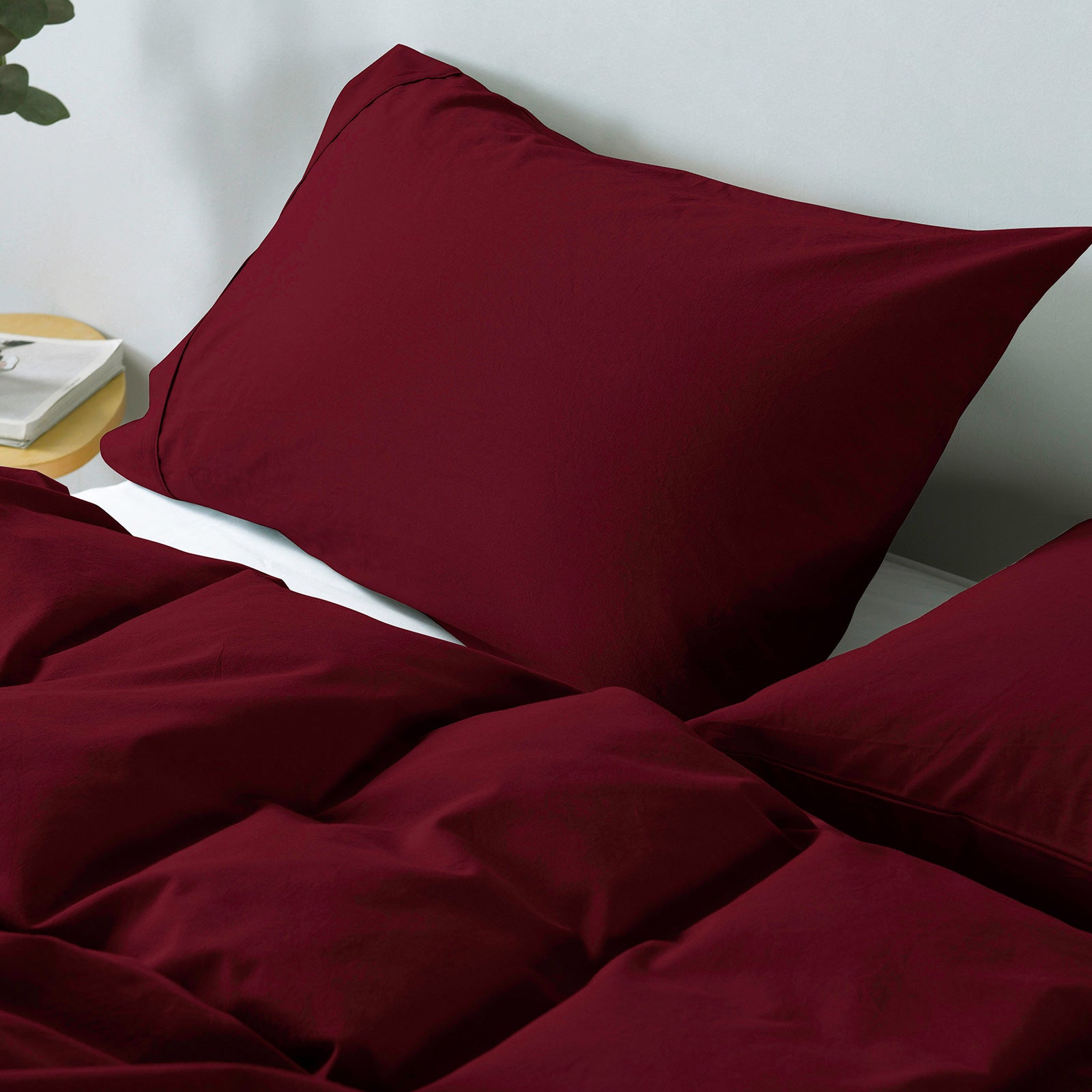 Royal Comfort Vintage Washed 100% Cotton Quilt Cover Set Bedding Ultra Soft - Double - Mulled Wine