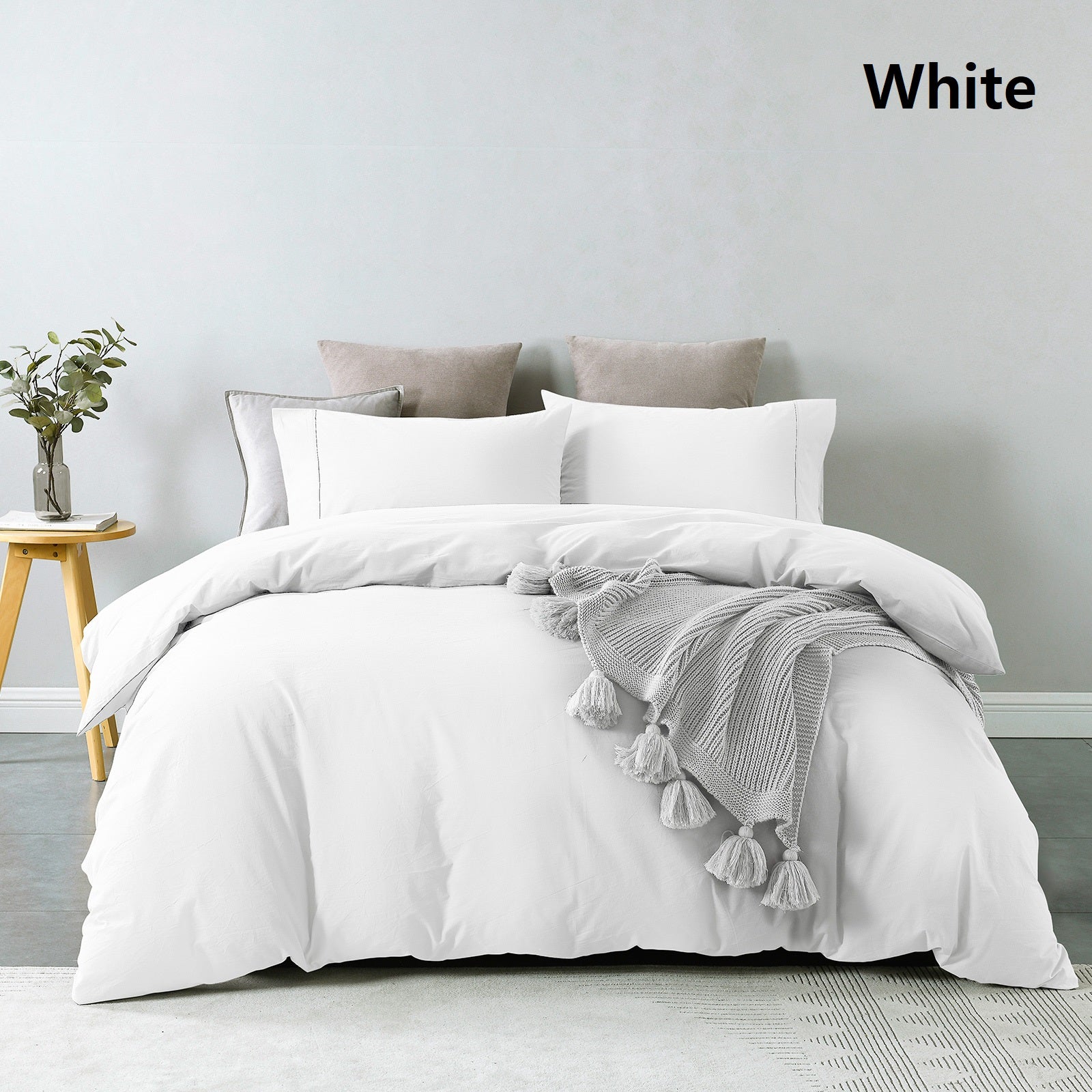 Royal Comfort Vintage Washed 100% Cotton Quilt Cover Set Bedding Ultra Soft - Queen - White