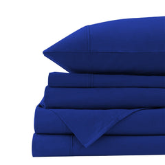 Royal Comfort Vintage Washed 100% Cotton Quilt Cover Set Bedding Ultra Soft - Queen - Royal Blue