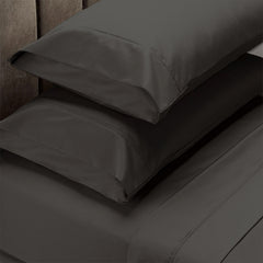 Royal Comfort 4 Piece 1500TC Sheet Set And Goose Feather Down Pillows 2 Pack Set - Queen - Dusk Grey