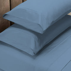 Royal Comfort 4 Piece 1500TC Sheet Set And Goose Feather Down Pillows 2 Pack Set - Queen - Indigo