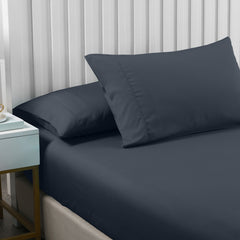 Royal Comfort 2000TC 3 Piece Fitted Sheet and Pillowcase Set Bamboo Cooling - Queen - Charcoal