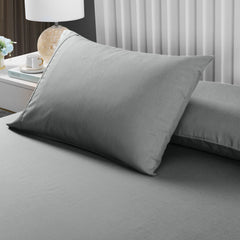 Royal Comfort 2000TC 3 Piece Fitted Sheet and Pillowcase Set Bamboo Cooling - King - Mid Grey