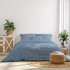 Royal Comfort 1000 Thread Count Bamboo Cotton Sheet and Quilt Cover Complete Set - King - Blue Fog