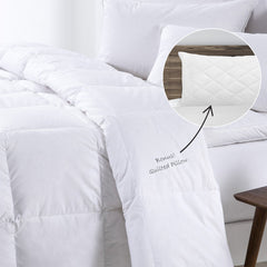 Royal Comfort 500GSM Goose Feather Down Quilt And Bamboo Quilted Pillow Set - Single - White