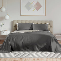 Kensington 1200 Thread Count 100% Egyptian Cotton Sheet Set Stripe - Super King - Charcoal