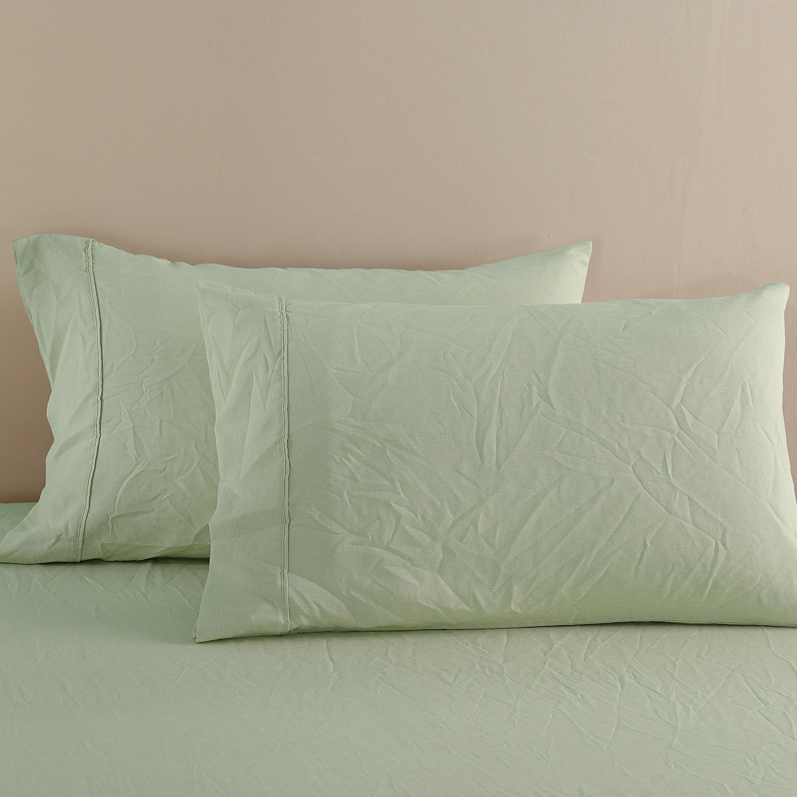 Royal Comfort Flax Linen Blend Sheet Set Bedding Luxury Breathable Ultra Soft - Queen - Sage Green