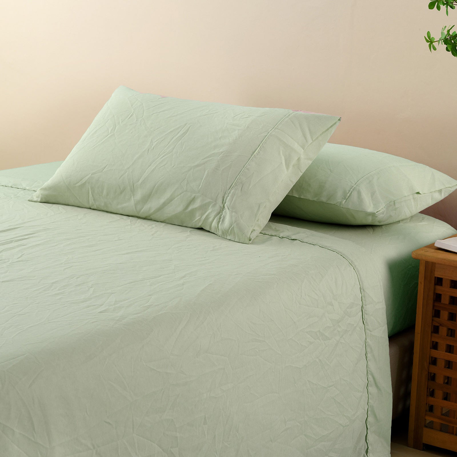 Royal Comfort Flax Linen Blend Sheet Set Bedding Luxury Breathable Ultra Soft - King - Sage Green