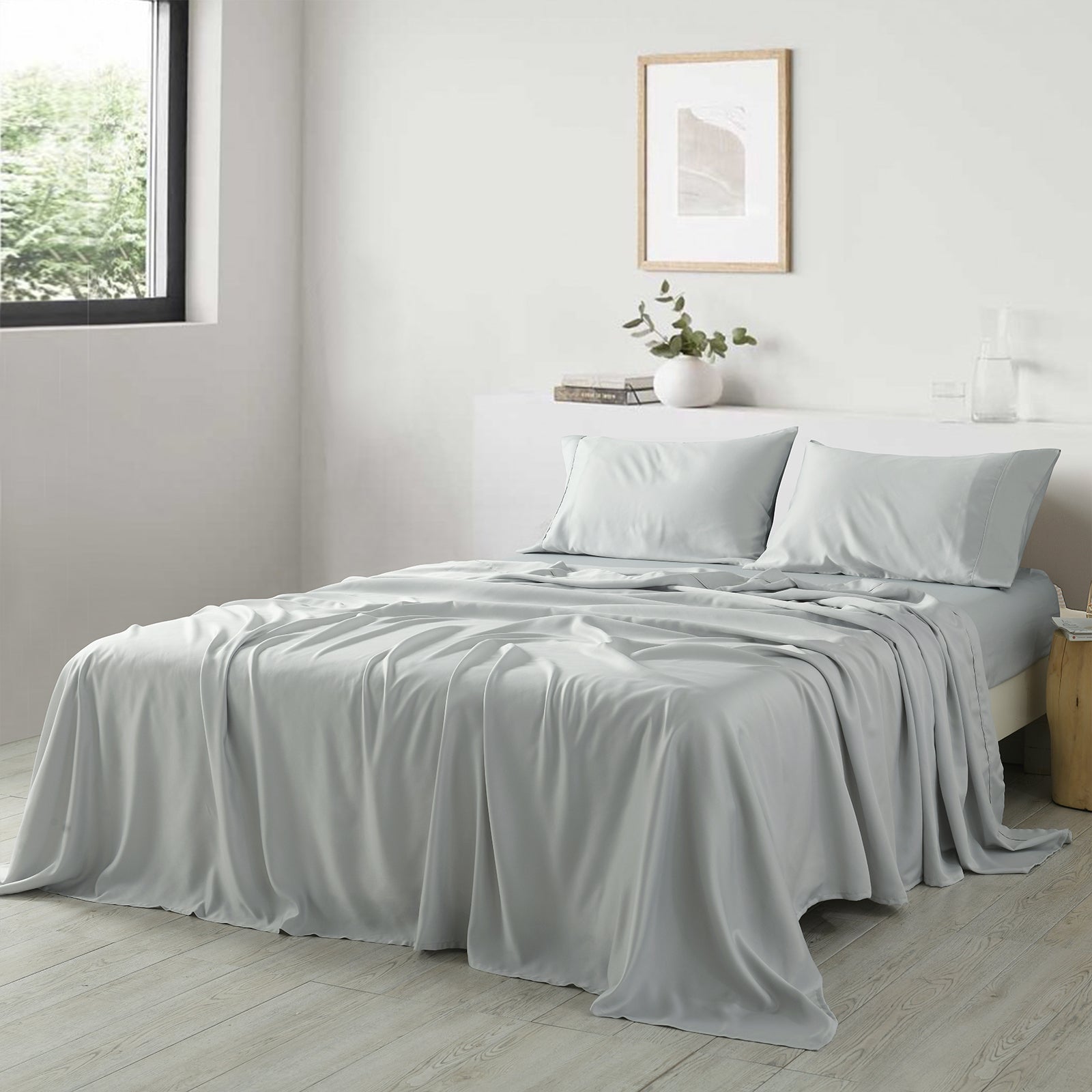 Royal Comfort 600 Thread Count Cooling Ultra Soft Tencel Eucalyptus Sheet Set - King - Grey