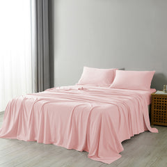 Royal Comfort 100% Jersey Cotton 4 Piece Sheet Set - Queen - Pink Marle