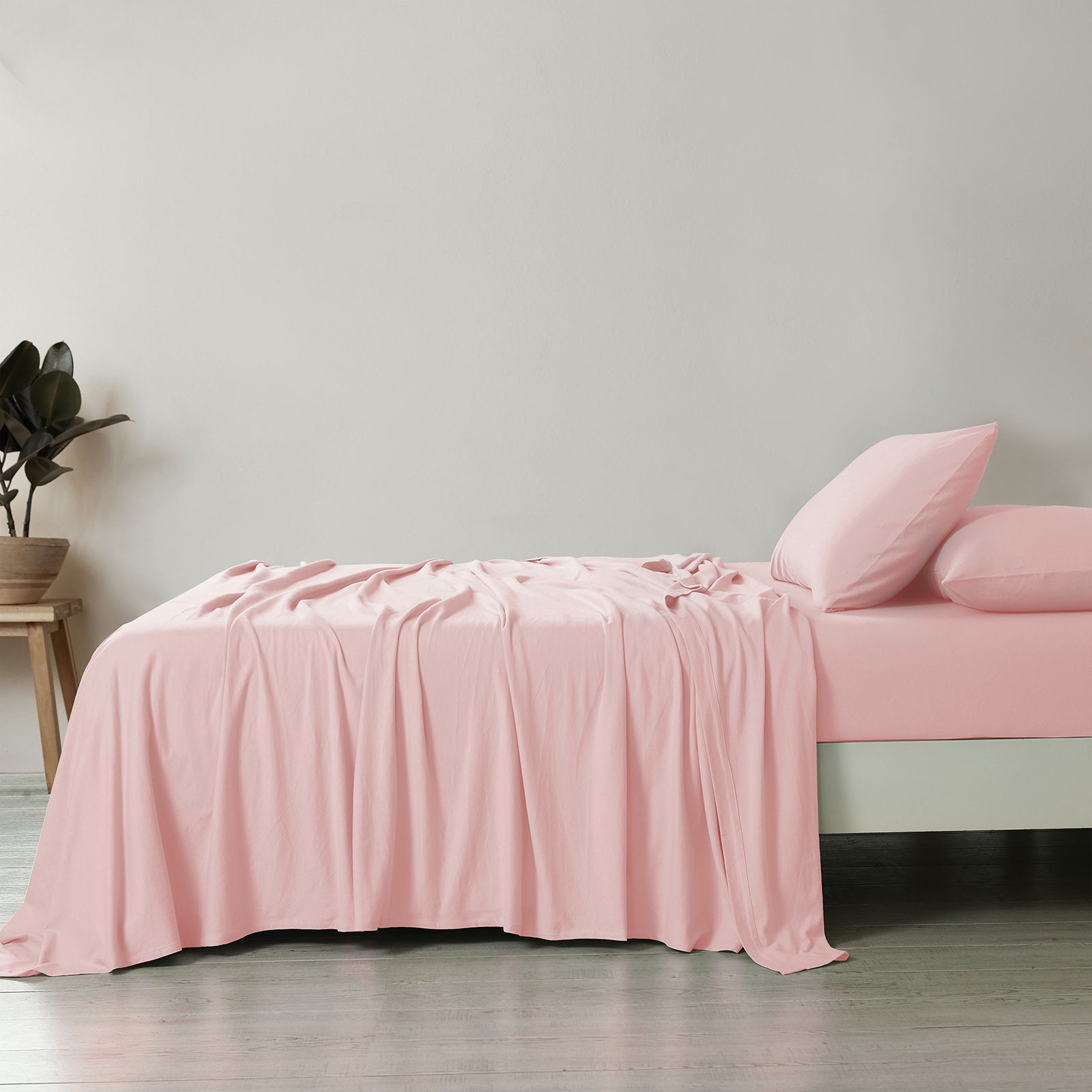 Royal Comfort 100% Jersey Cotton 4 Piece Sheet Set - King - Pink Marle