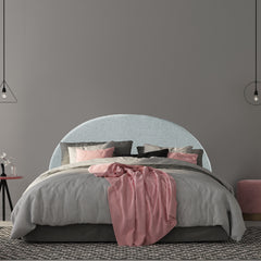 Milano Decor Barcelona Curved Light Grey Bed Head Headboard Bedhead Upholstered - King - Light Grey