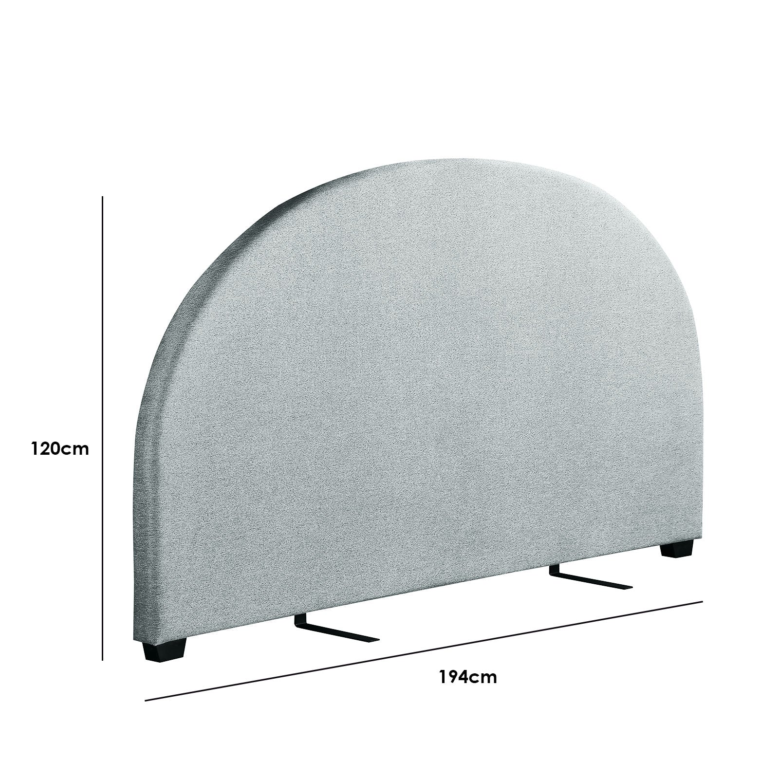 Milano Decor Barcelona Curved Light Grey Bed Head Headboard Bedhead Upholstered - King - Light Grey