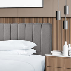 Milano Decor Valencia Mid Grey Bed Head Headboard Bedhead Upholstered - King - Mid Grey