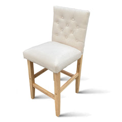 Milano Decor Hamptons Barstool Cream Chairs Kitchen Dining Chair Bar Stool - One Pack - Cream