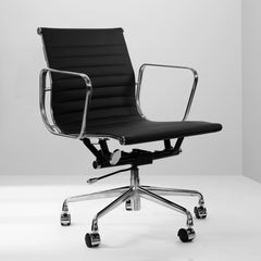 Milano Home Office Computer Chair PU Leather Adjustable Seat Mid Back Black