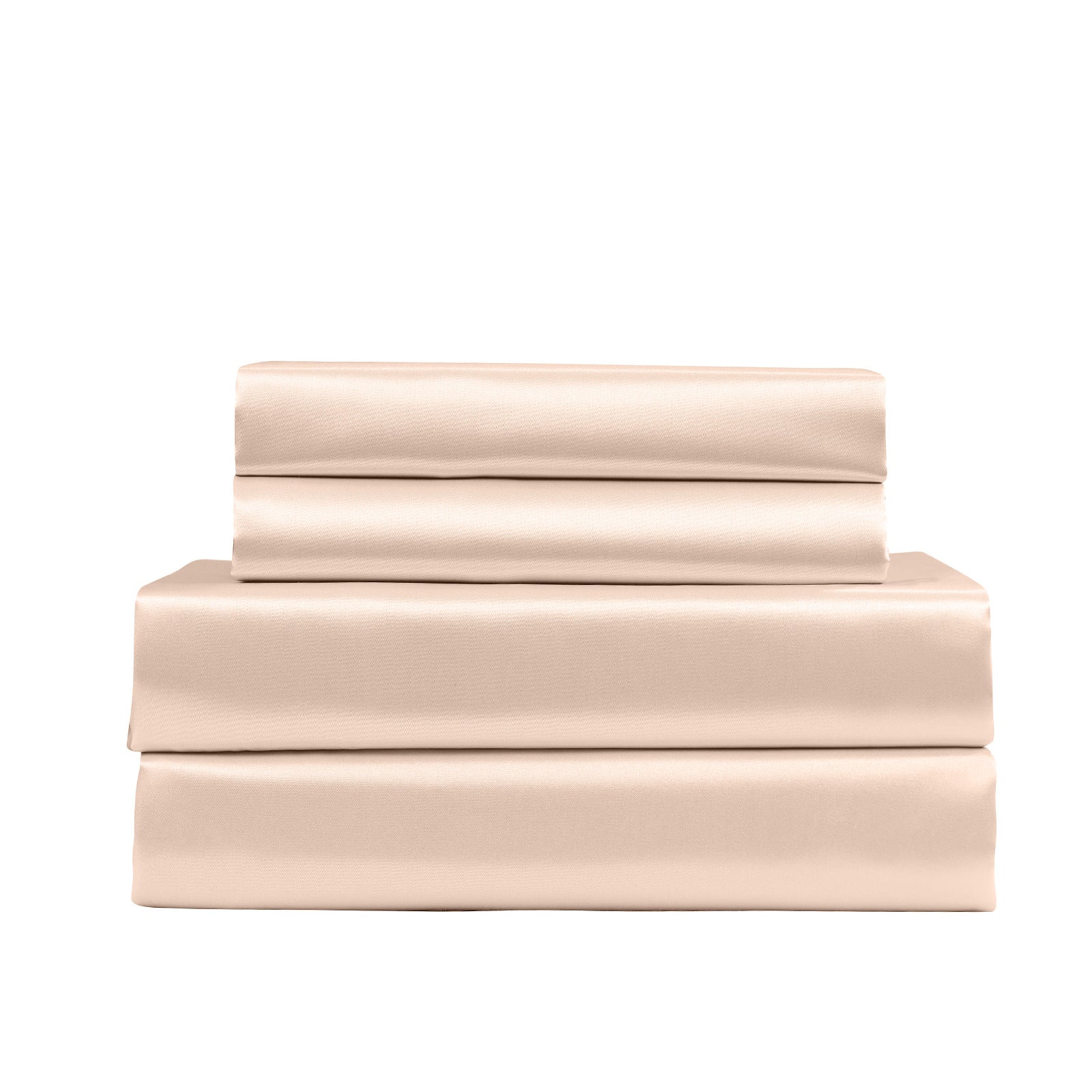 Royal Comfort Satin Sheet Set 4 Piece Fitted Flat Sheet Pillowcases  - King - Champagne Pink