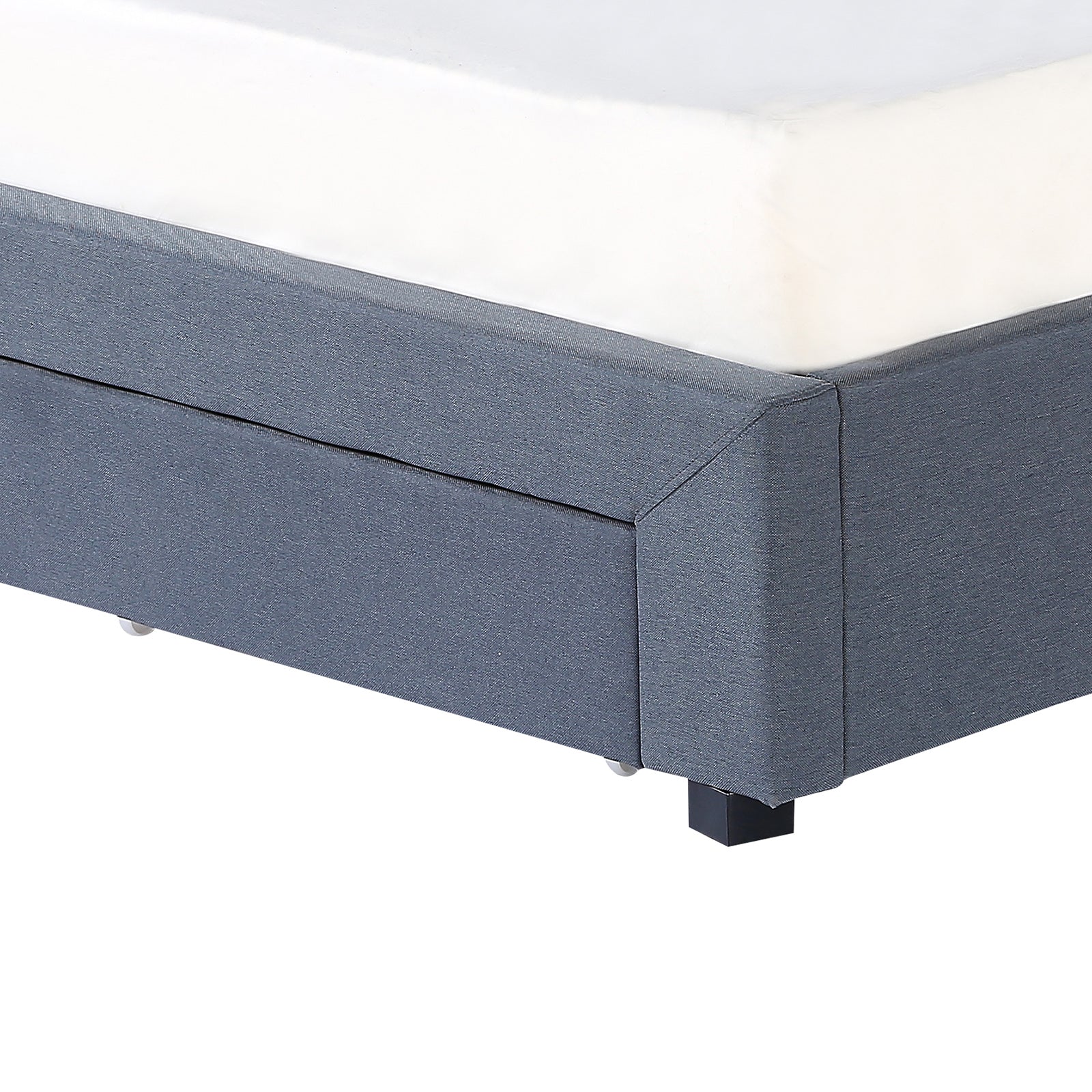 Milano Decor Palermo Bed Base with Drawers Upholstered Fabric Wood Charcoal - Queen - Charcoal