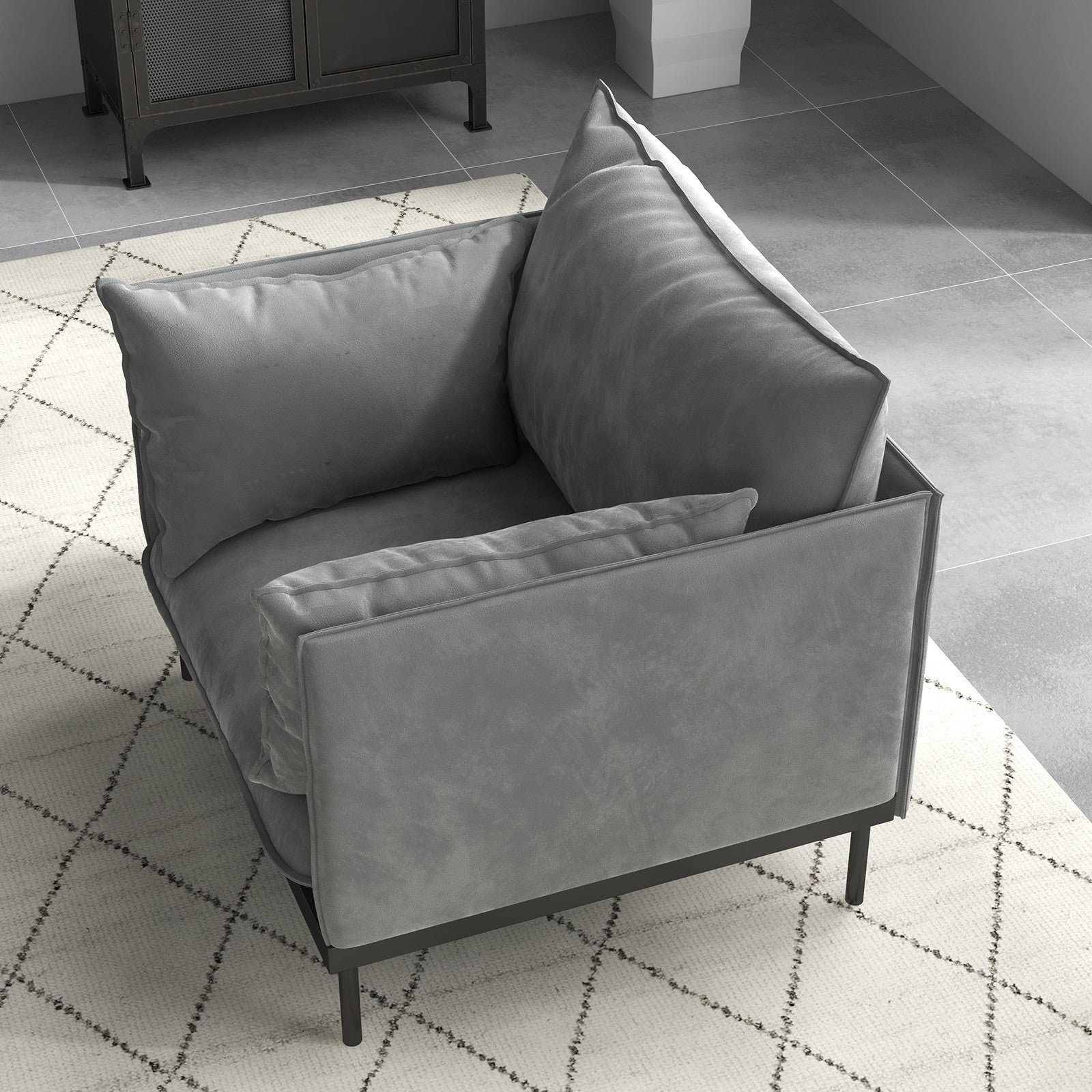 Casa Decor Camilla Luxury Upholstered 1 Seater Sofa Armchair Light Grey