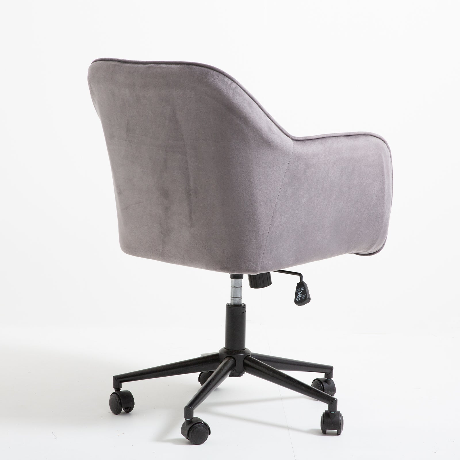 Casa Decor Arles Velvet Office Chair Mid Back Swivel Height Adjustable Grey