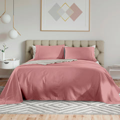 Kensington 1200 Thread Count 100% Egyptian Cotton Sheet Set Stripe - Double - Desert Rose