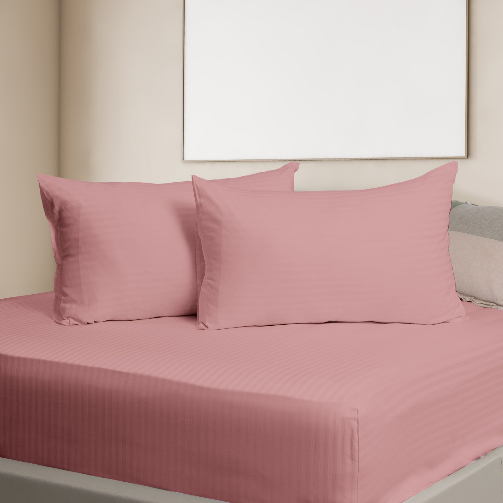 Kensington 1200 Thread Count 100% Egyptian Cotton Sheet Set Stripe - Double - Desert Rose