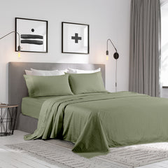 Kensington 1200 Thread Count 100% Egyptian Cotton Sheet Set Stripe - Double - Olive