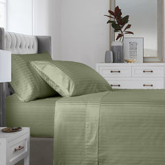 Kensington 1200 Thread Count 100% Egyptian Cotton Sheet Set Stripe - Double - Olive