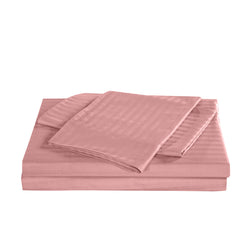 Royal Comfort Kensington 1200 Thread Count 100% Cotton Stripe Quilt Cover Set - Super King - Desert Rose