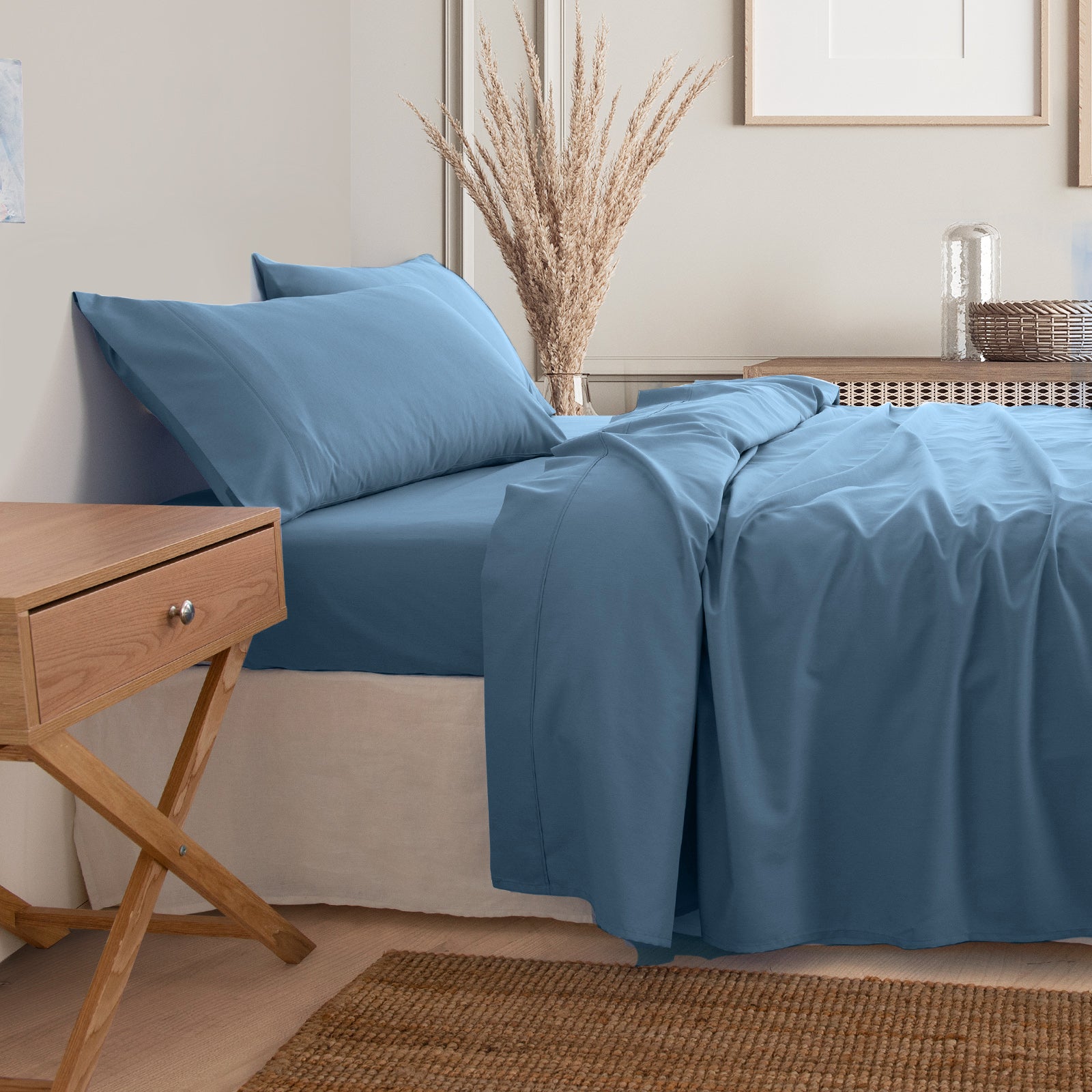 Royal Comfort 3000 Thread Count Bamboo Cooling Sheet Set - Queen - Denim