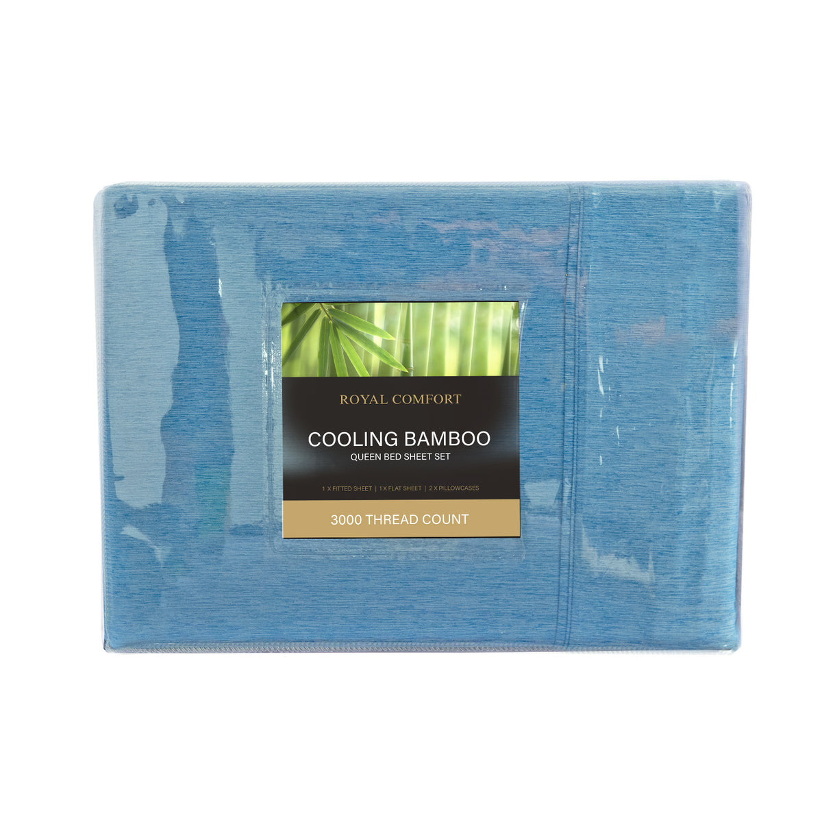 Royal Comfort 3000 Thread Count Bamboo Cooling Sheet Set - Queen - Denim